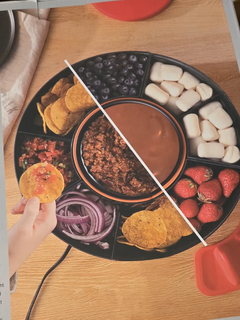 Brookstone Black and Red Taco Bar Serving Set with Lid